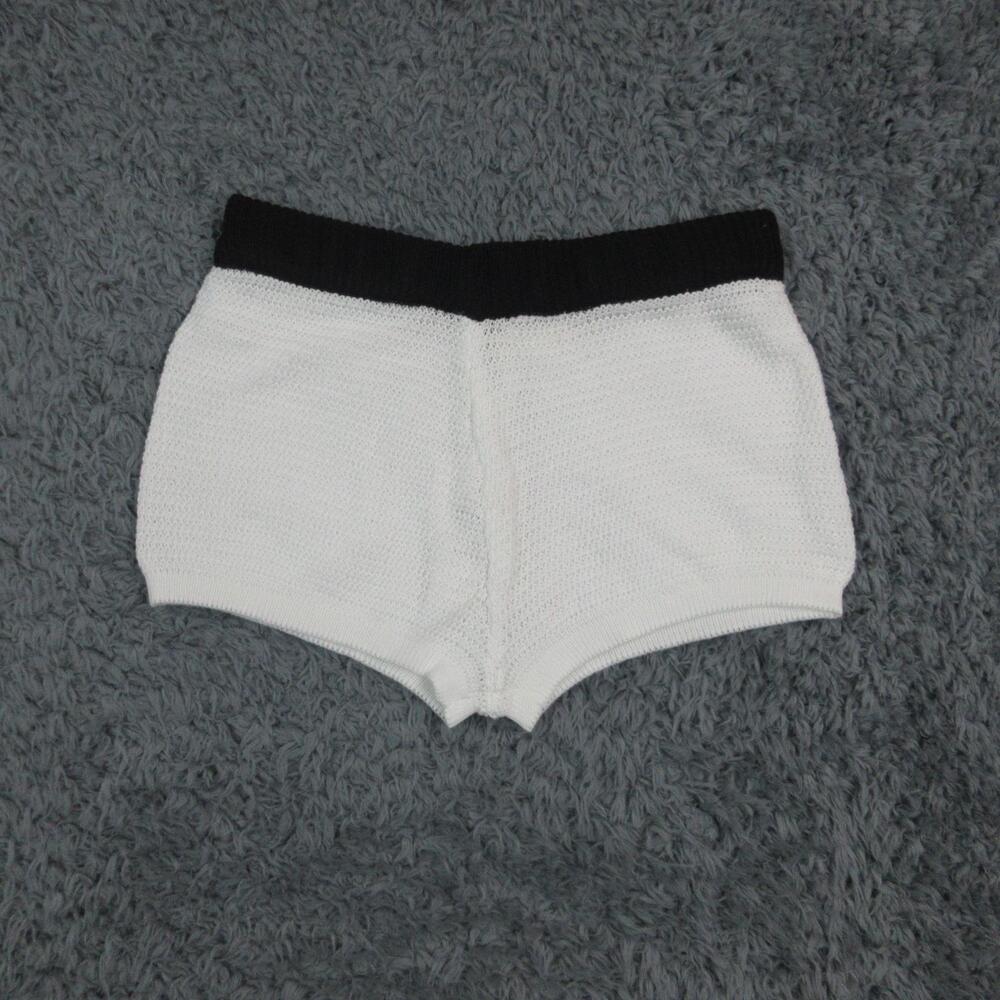 BRONZESNAKE Shorts Womens 12 White Black High Rise Melody Hot Pants 29x1* NWT